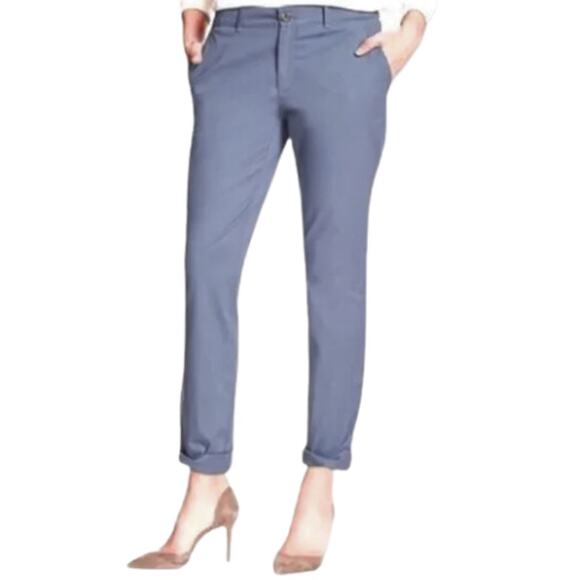 Banana Republic Girlfriend Fit Rolled Cuff Striped Chinos Size 6 - Picture 1 of 4